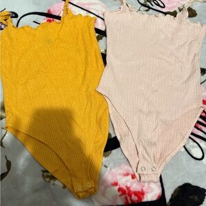 Forever 21 Bodysuit Set in Yellow and Pink